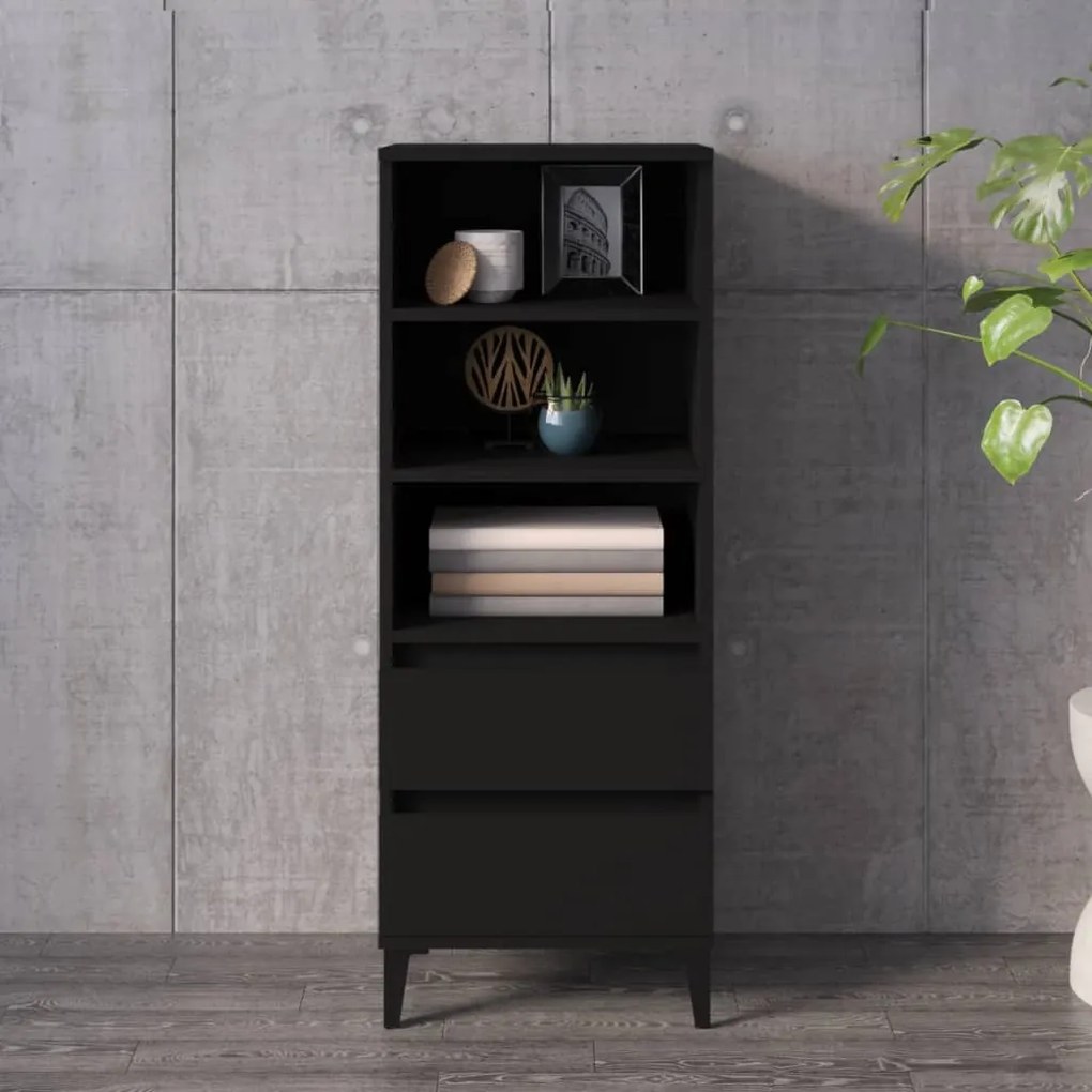 821245 vidaXL Dulap înalt, negru, 40x36x110 cm, lemn compozit