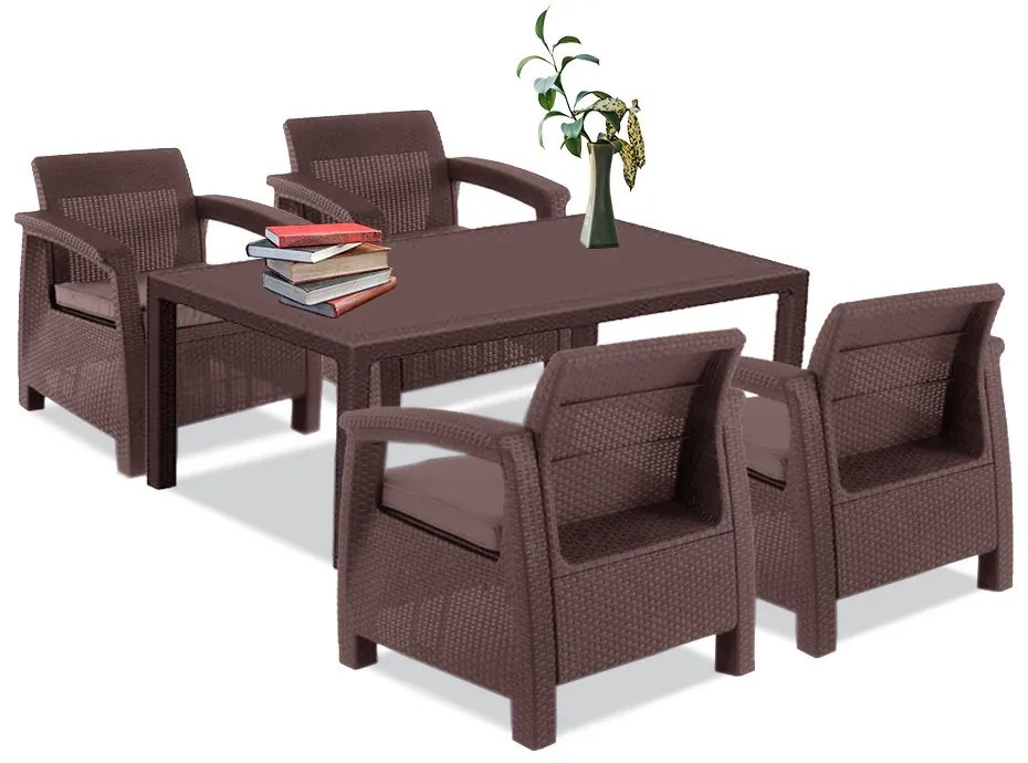 Set de mobilier de grădină Corfu Relax cu masă Melody, maro