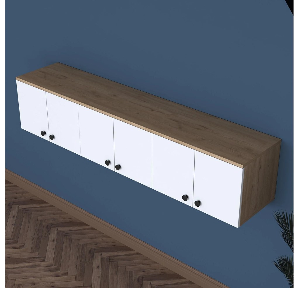 Dulap de perete Eladona 3 (Nuc + alb + negru). Promo -16%. 1107360