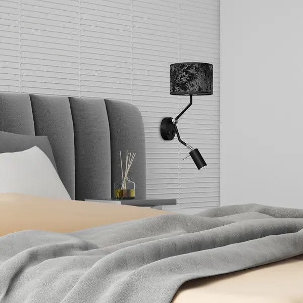 Lampă de perete SATINO 1xE27/40W/230V + 1xGU10/MR11/7W negru/gri