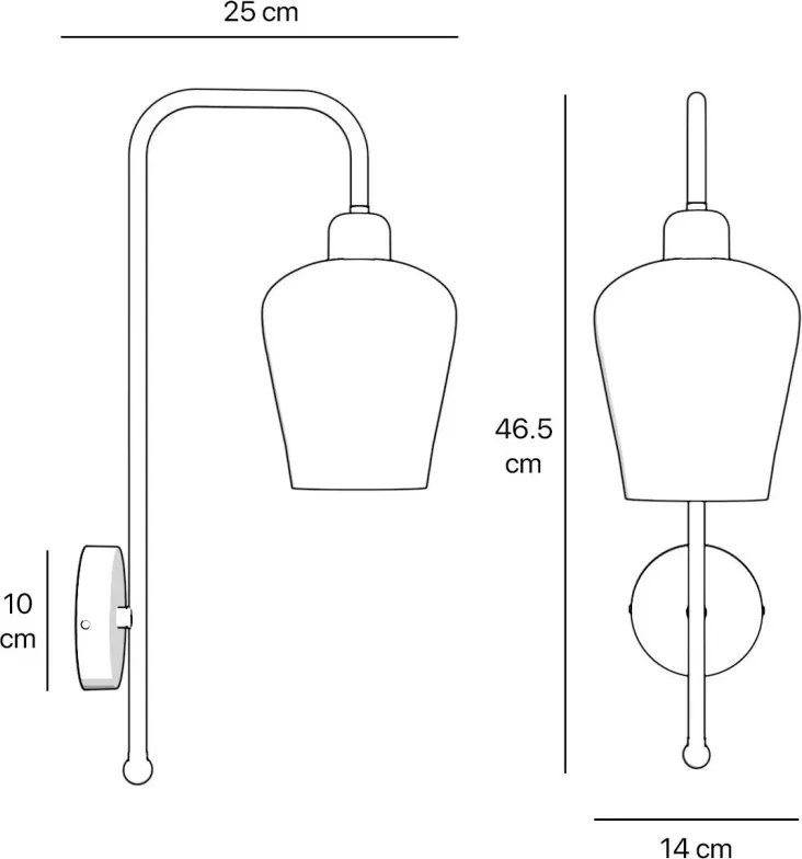 Aplica de perete design italian din alama si sticla Talis