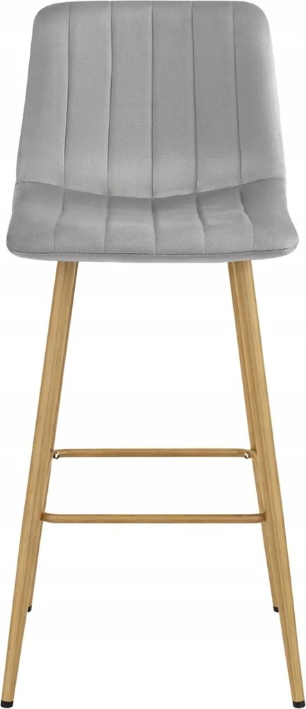 Scaun de bar POZZA VELVET, gri deschis