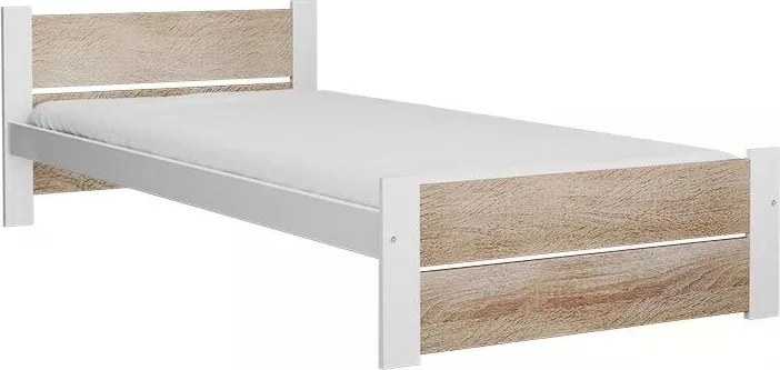 Pat IKAROS DOUBLE 80 x 200 cm, alb/dub sonoma Saltele: Cu saltele Deluxe 10 cm, Somiera pat: Fara somiera