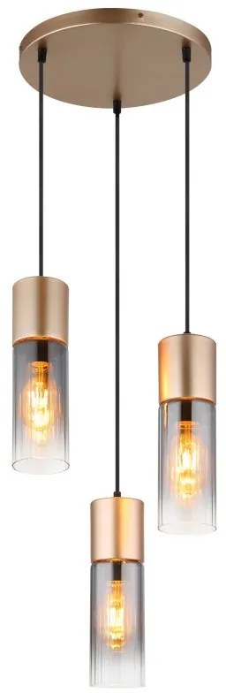 Lustra cu 3 Pendule metal sticla fumurie ANNIKA