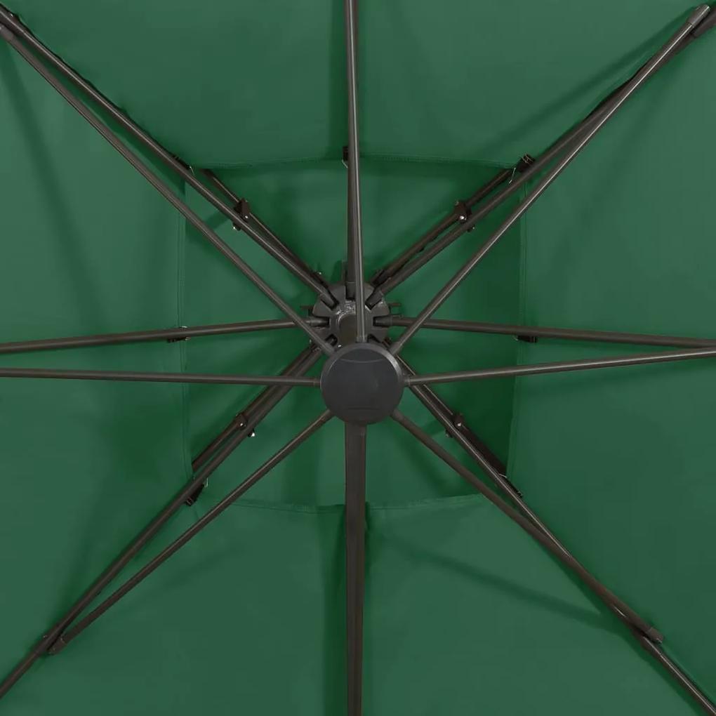 Umbrela suspendata cu invelis dublu, verde, 300x300 cm Verde, 300 x 300 cm
