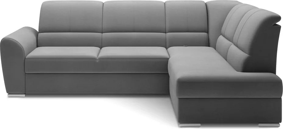 Colțar gri extensibil/cu spațiu de depozitare cu tapițerie din catifea (cu colț pe partea dreaptă/în formă de ”L”) Siber – ELTAP