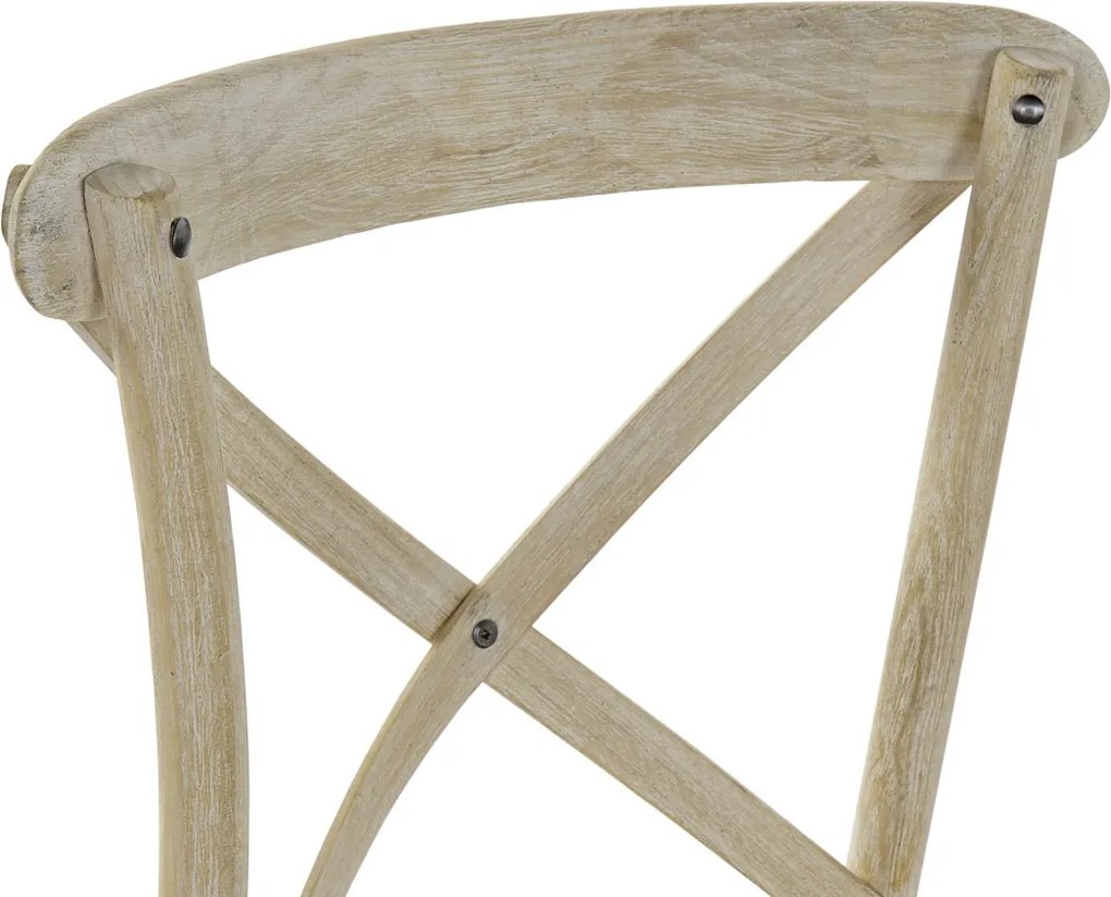 Scaun dining natur din lemn masiv de ulm cu spătar împletit din ratan, 89x50x52,5 cm, „Bastide"