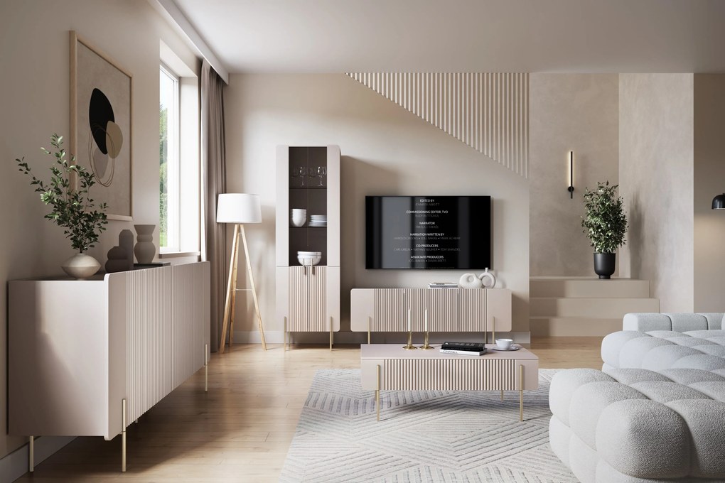 Măsuță de cafea cu sertare Malmi 100 cm - cașmir / picioare aurii