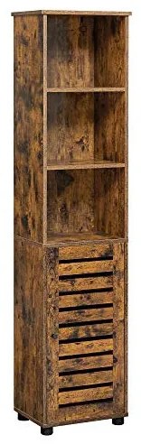 Dulap de depozitare pentru baie, Vasagle, Maro Rustic, 17 x 12 x 65 cm, BBK160X01