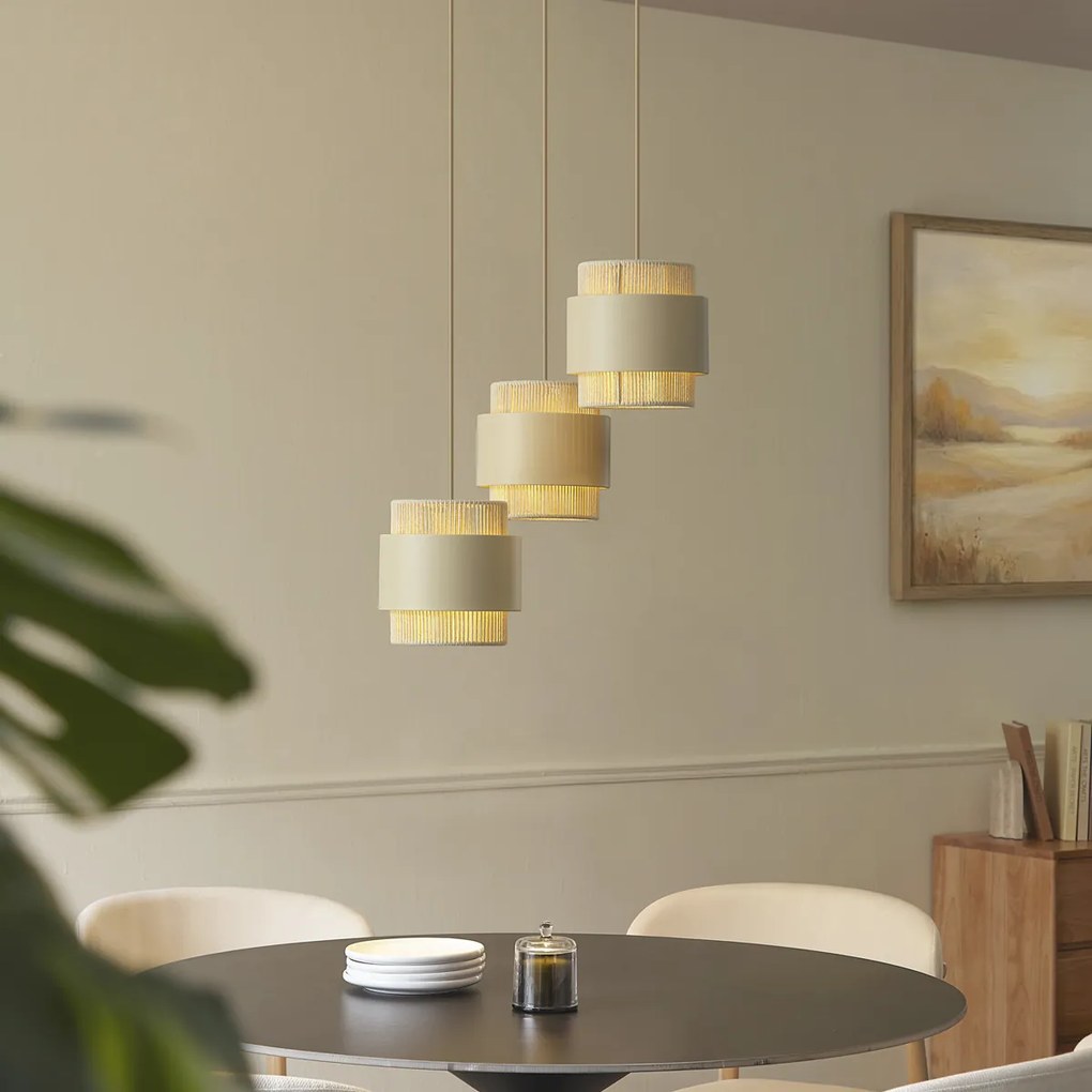 Lampă suspendată modernă bej cu frânghie cu 3 lumini - Kora