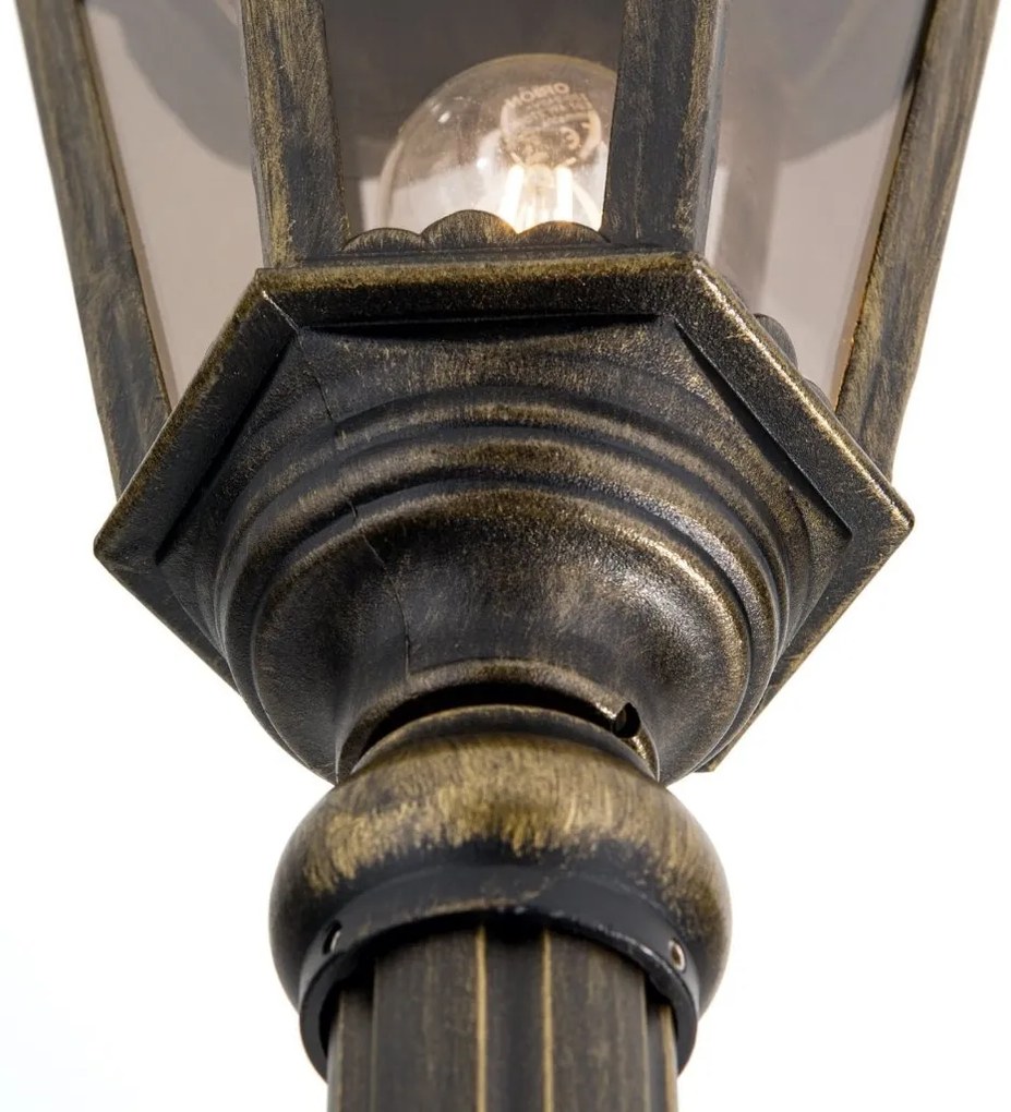 Stalp iluminat exterior stil clasic IP43 H249 Puchberg AL 11K/82508 schwarz-gold/rauch OR