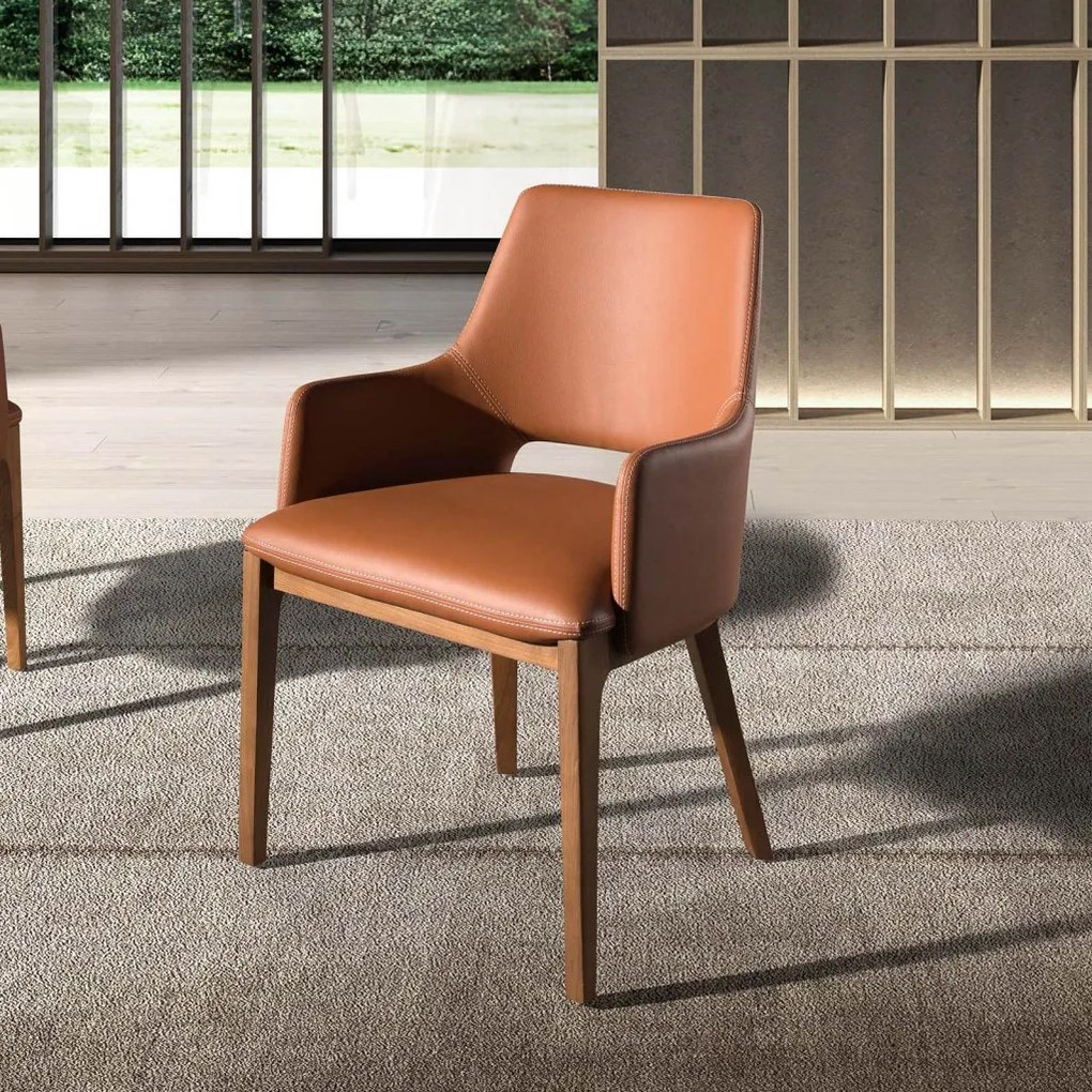 Scaun design LUX, Nuc, Piele sintetica, Brown