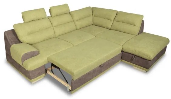 Coltar Extensibil Cu Lada Seaside, Dreapta, Verde Si Gri, 264 X 88 X 217 Cm
