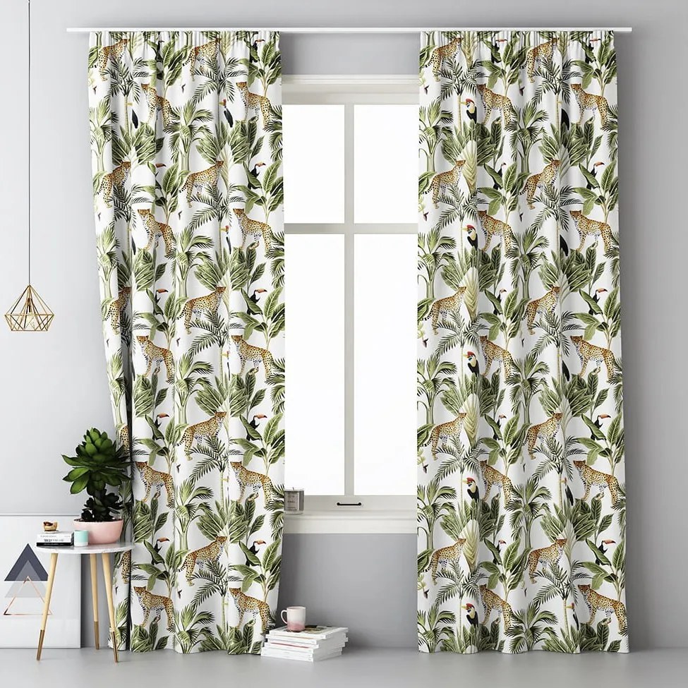 Draperii exotice cu agățare pe agrafe in sufragerie 140x250 cm
