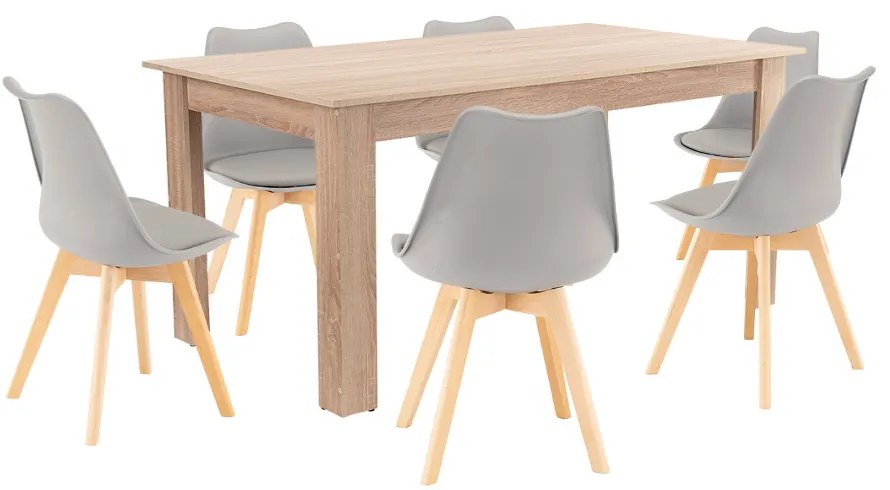 Set de masă Lola 6+1 gri-stejar Sonoma