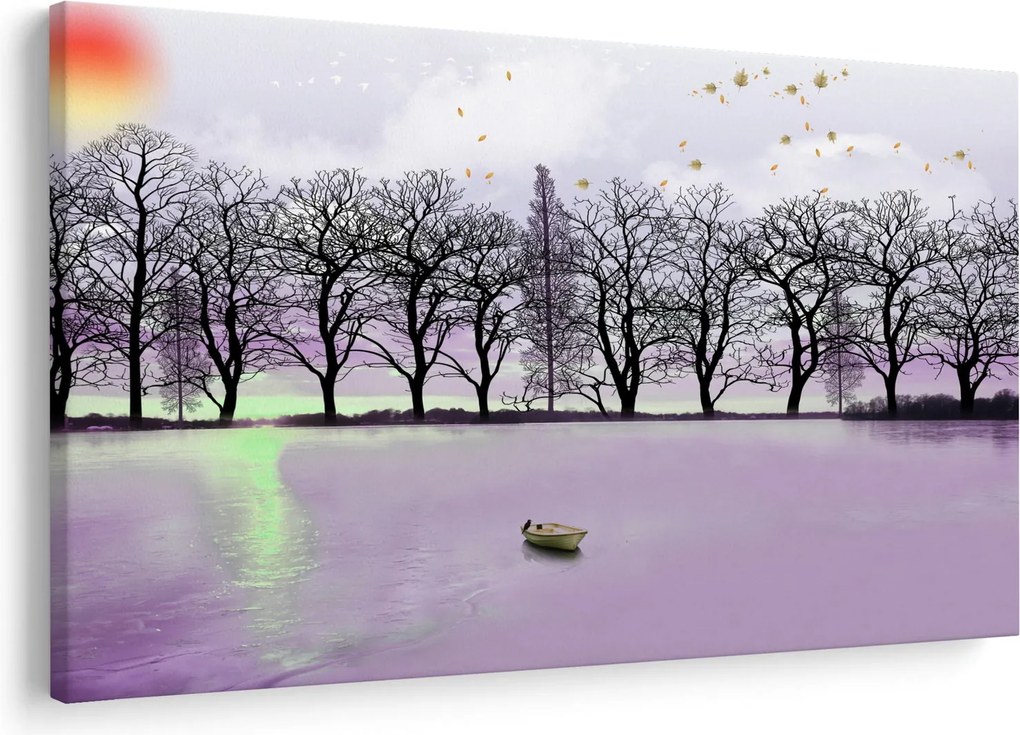 Tablou - Barcă pe lac (90x60 cm)