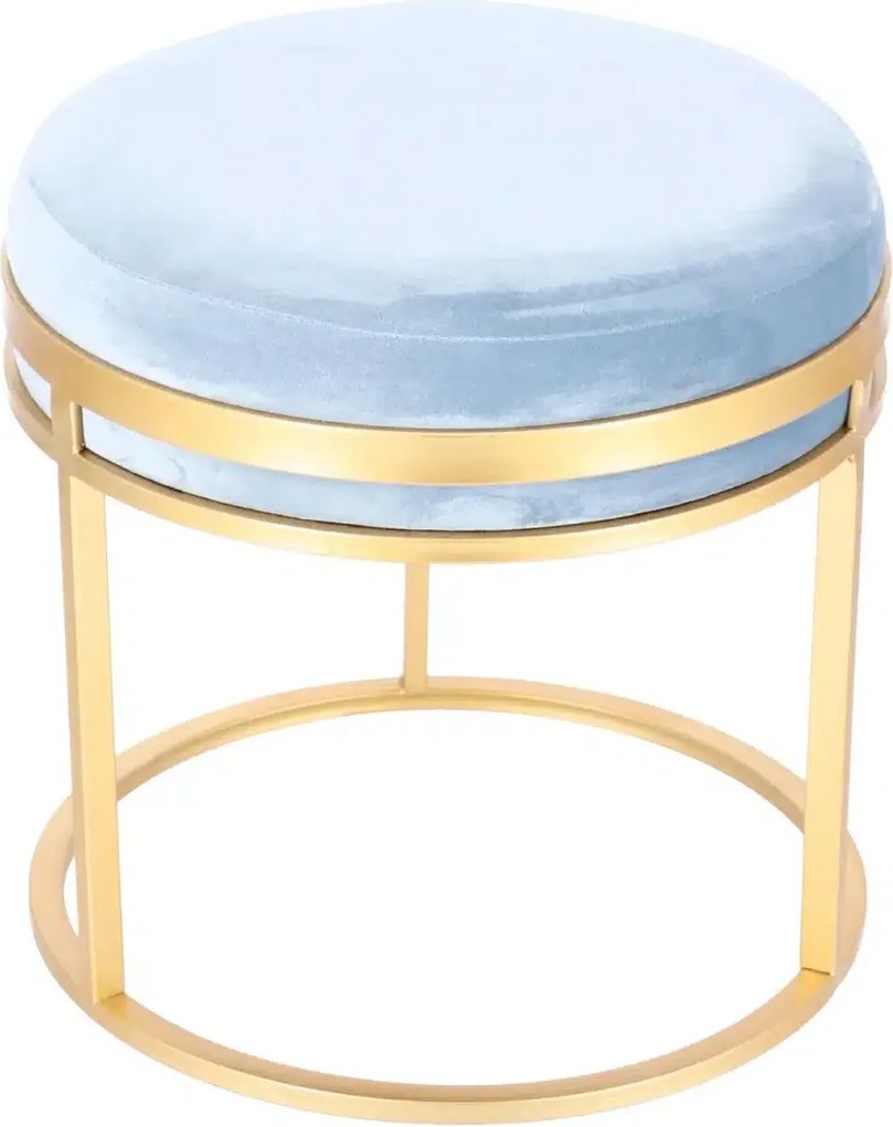 Set taburete Aqua metalice cu sezut din catifea, baza aurie, design modern  2 piese