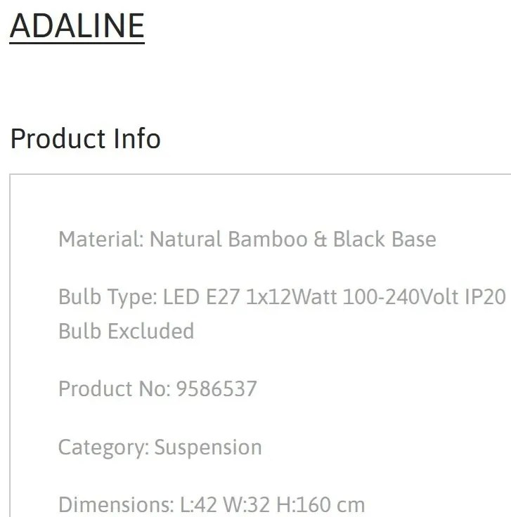 Lustra bambus design natural ADALINE NVL-9586537