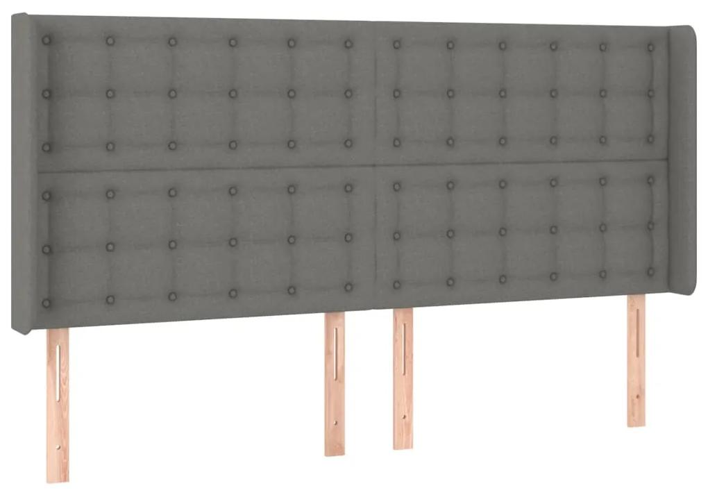 Tablie de pat cu aripioare gri inchis 203x16x118 128 cm textil 1, Morke gra, 203 x 16 x 118 128 cm