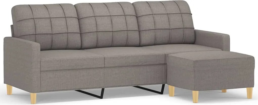 vidaXL Canapea cu 3 locuri și taburet, taupe, 180 cm, material textil