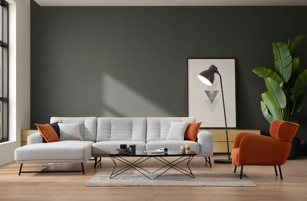 Canapea coltar mini time cu picioare metalice inalte 320/180/85cm