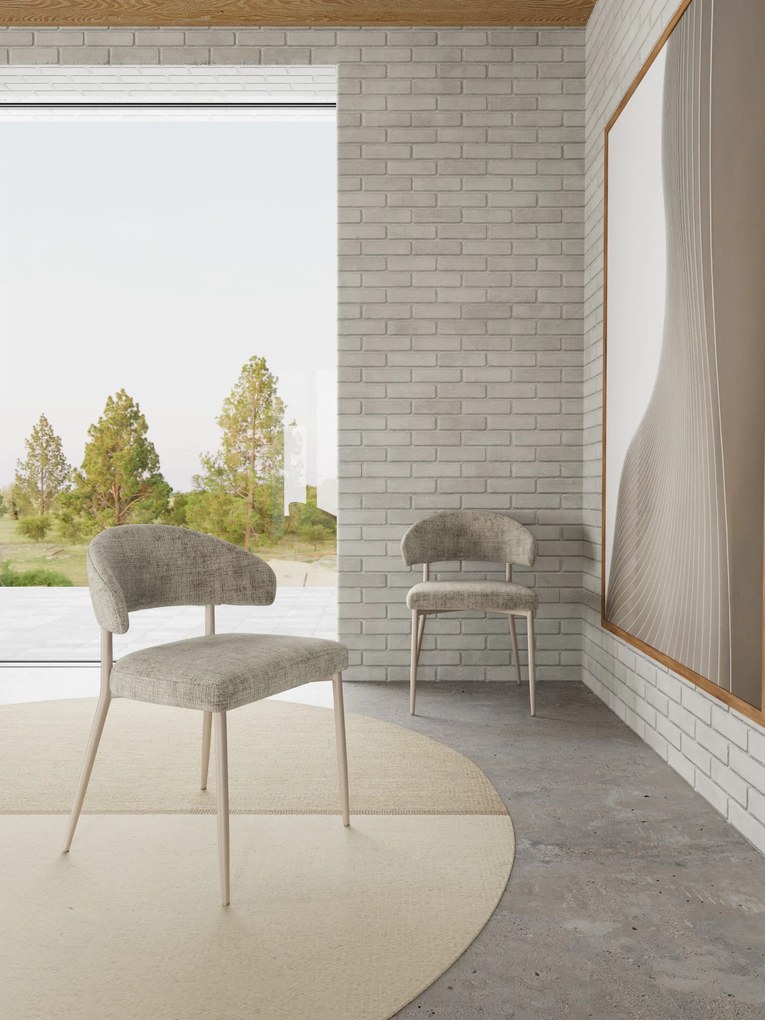 MAZZONI EXPORT IRIS Bej (țesătură Juto 4)/cadru bej-gri (cașmir) - SCAUN MODERN TAPIȚAT PENTRU SALON/SUFRAGERIE BOHO