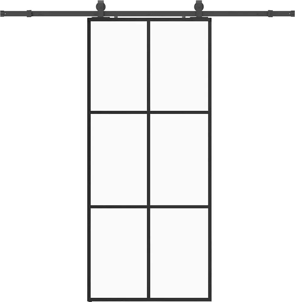 vidaXL Ușă glisantă cu set de feronerie neagră 90x205 cm Sticlă ESG