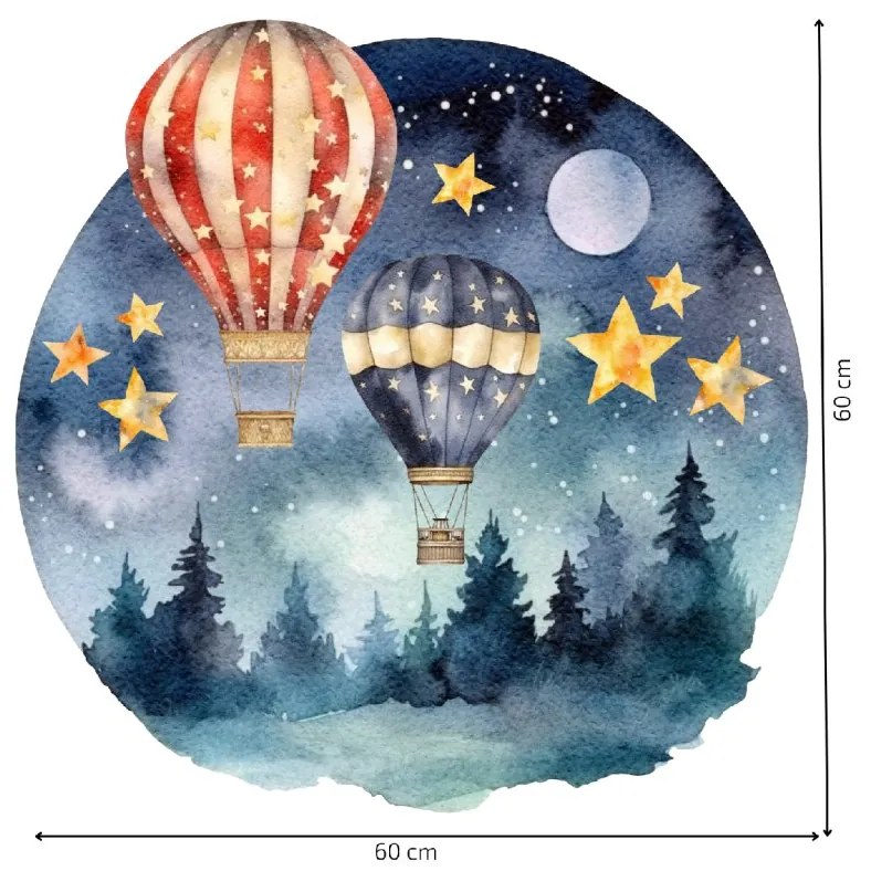 PIPPER. Autocolant circular de perete „Baloane cu aer cald” mărimea: 100cm