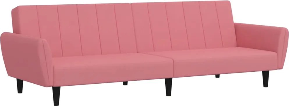 vidaXL Canapea extensibilă cu 2 locuri, roz, catifea