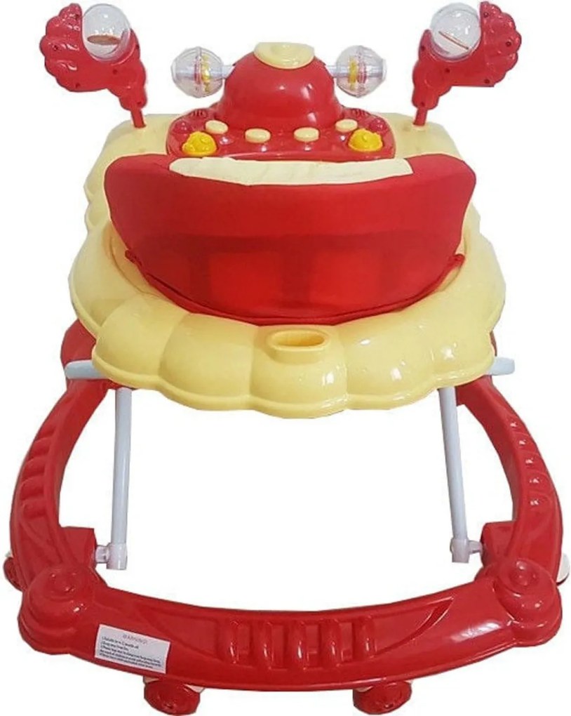 Premergator Reglabil in 3 Trepte NOVOKIDS™ Happy Duck , Ratusca, Pliabil, 8 Roti, Cu Melodii, Rosu