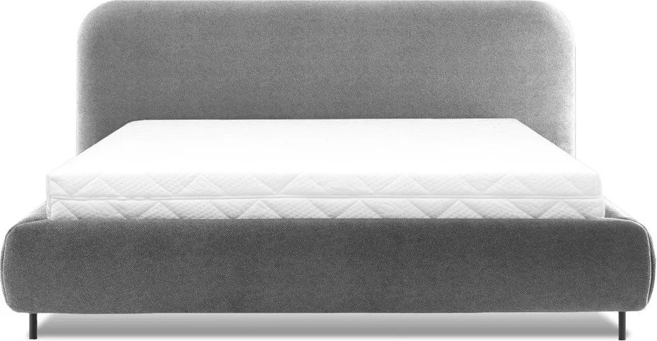 Pat matrimonial gri tapițat cu spațiu de depozitare cu somieră 160x200 cm Pointt – ELTAP