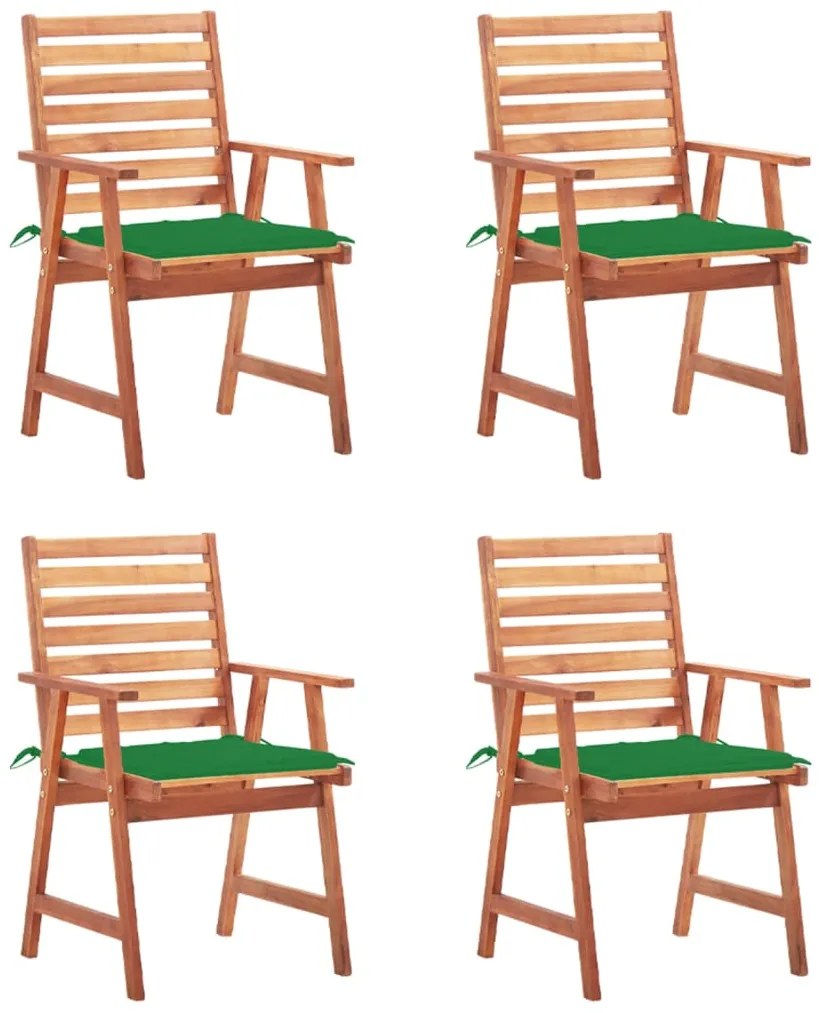 vidaXL Scaune de exterior cu perne, 4 buc., lemn masiv de acacia