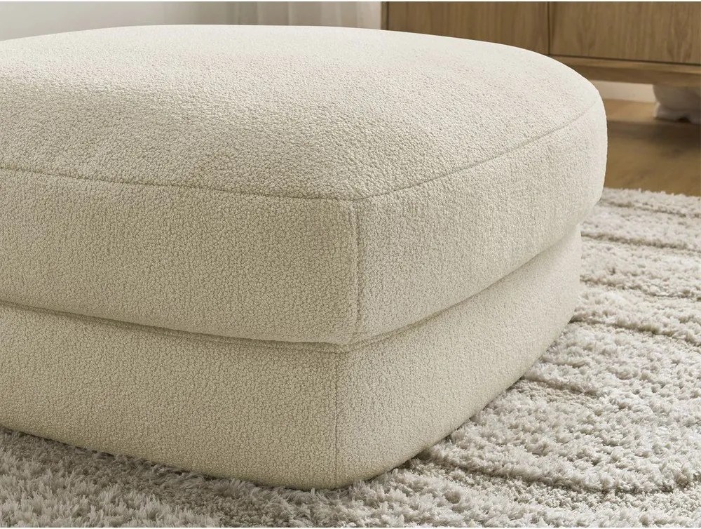 Taburet bej cu tapițerie din țesătură bouclé Leonore – Bobochic Paris