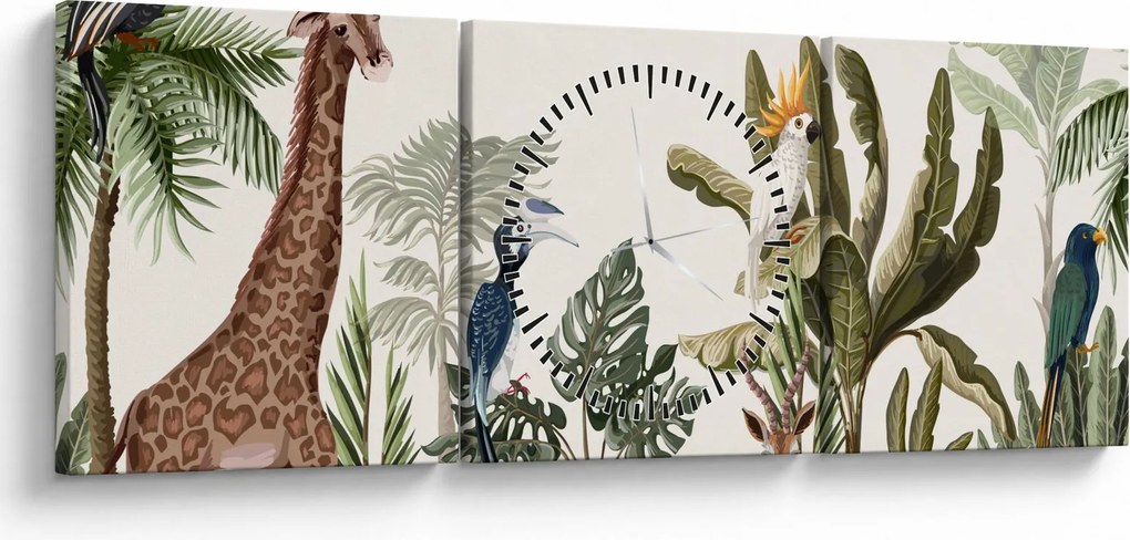 Tablou - Locuitorii africii (cu ceas) (90x30 cm)
