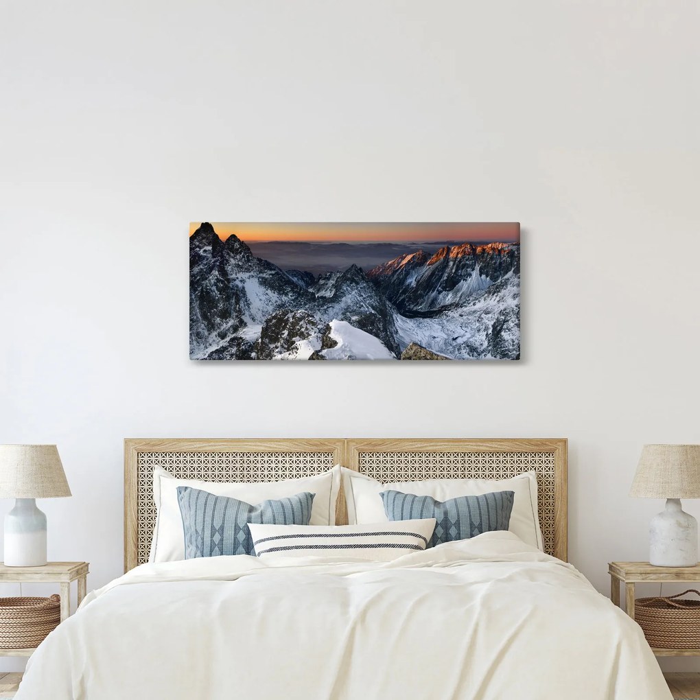 Tablou - Răsărit de soare în munți (120x50 cm)