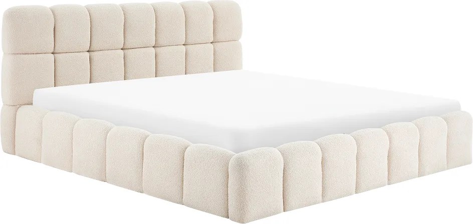 Pat cu somieră metalică şi spaţiu de depozitare, 200x200, bej, SORELA