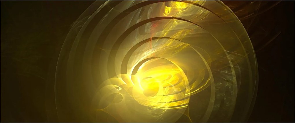 Tabloul cu spirala abstractă în galben (120x50 cm)