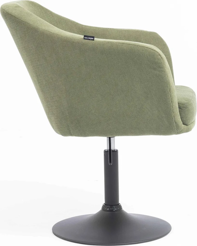 HR832N Scaun Catifea Reiată Premium culoare verde salvie cu Bază Neagră