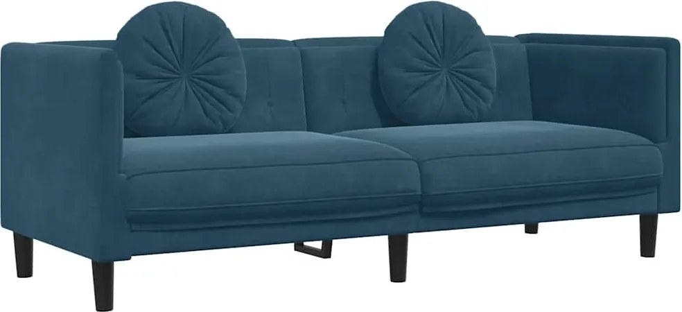 vidaXL Canapea cu perne, 3 locuri, albastru, catifea