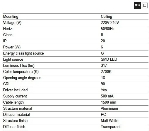 Pendul LED stil minimalist DIANA 40 alb