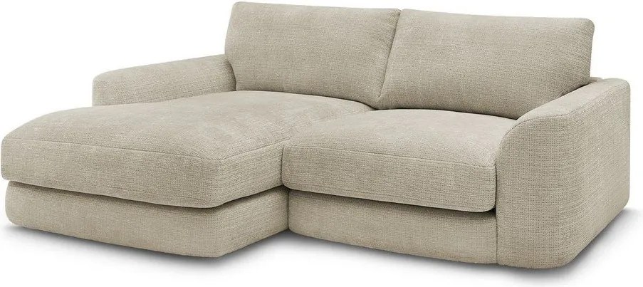 Colțar bej cu tapițerie din chenille (cu colț pe partea stângă/cu șezlong) Leonore – Bobochic Paris