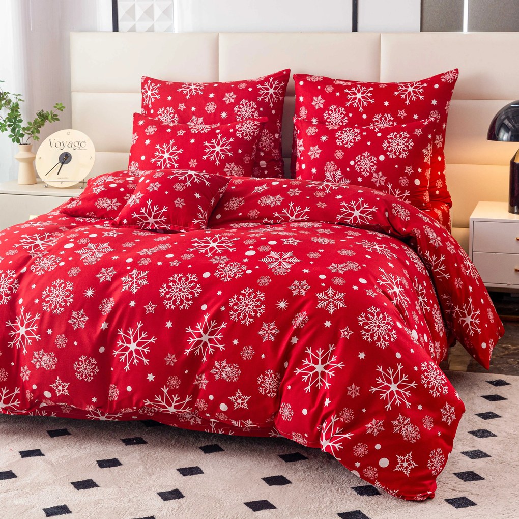Lenjerie de pat din microfibra SNOWFALL rosu Dimensiune lenjerie de pat: 2 buc 70 x 90 cm | 200 x 220 cm