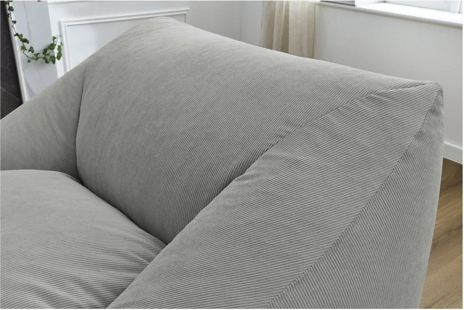 Fotoliu bean bag gri deschis cu tapițerie din catifea reiată Lilibet – Bobochic Paris