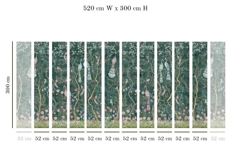 Tapet VLAdiLA Peacock Chinoiserie in Emerald 520 x 300 cm