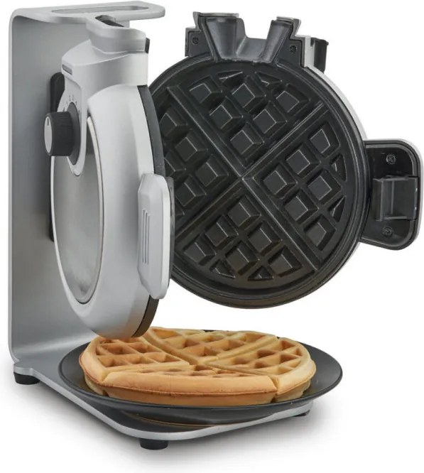 Aparat vertical pentru vafe Caso Design WaffleUp, 800 W, 18 cm, 5 trepte, Strat dublu antiaderent, Semnal sonor si luminos, Recipient compozitie , Argintiu