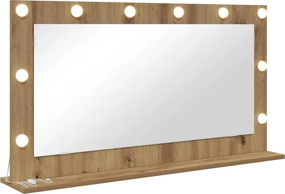 vidaXL Oglindă de toaletă cu oglindă Stejar Artizanal 100 x 55 x 18 cm
