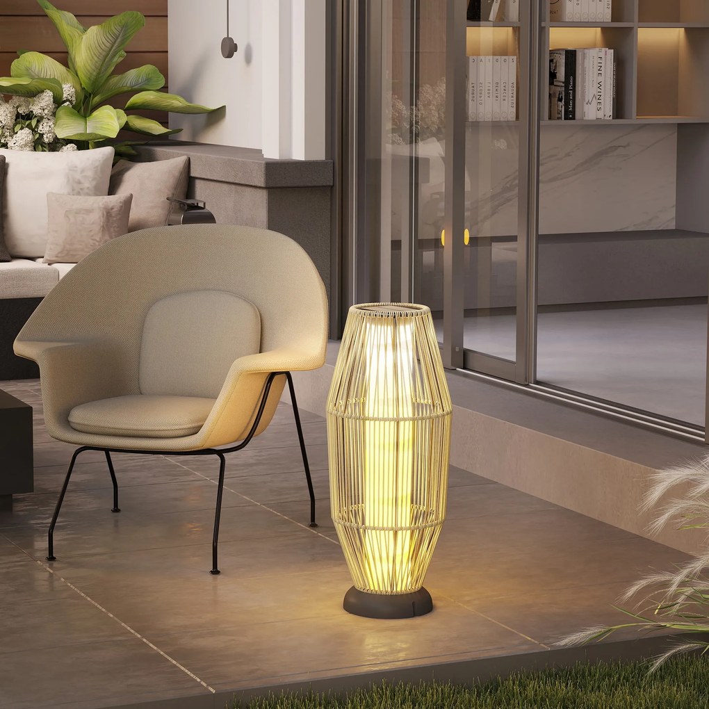 Outsunny Lampă Solară de Grădină cu Iluminare LED din Rattan, Gri | Aosom Romania