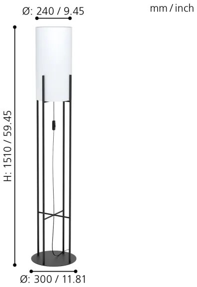 Eglo 43141 - Lampadar GLASTONBURY 1xE27/60W/230V