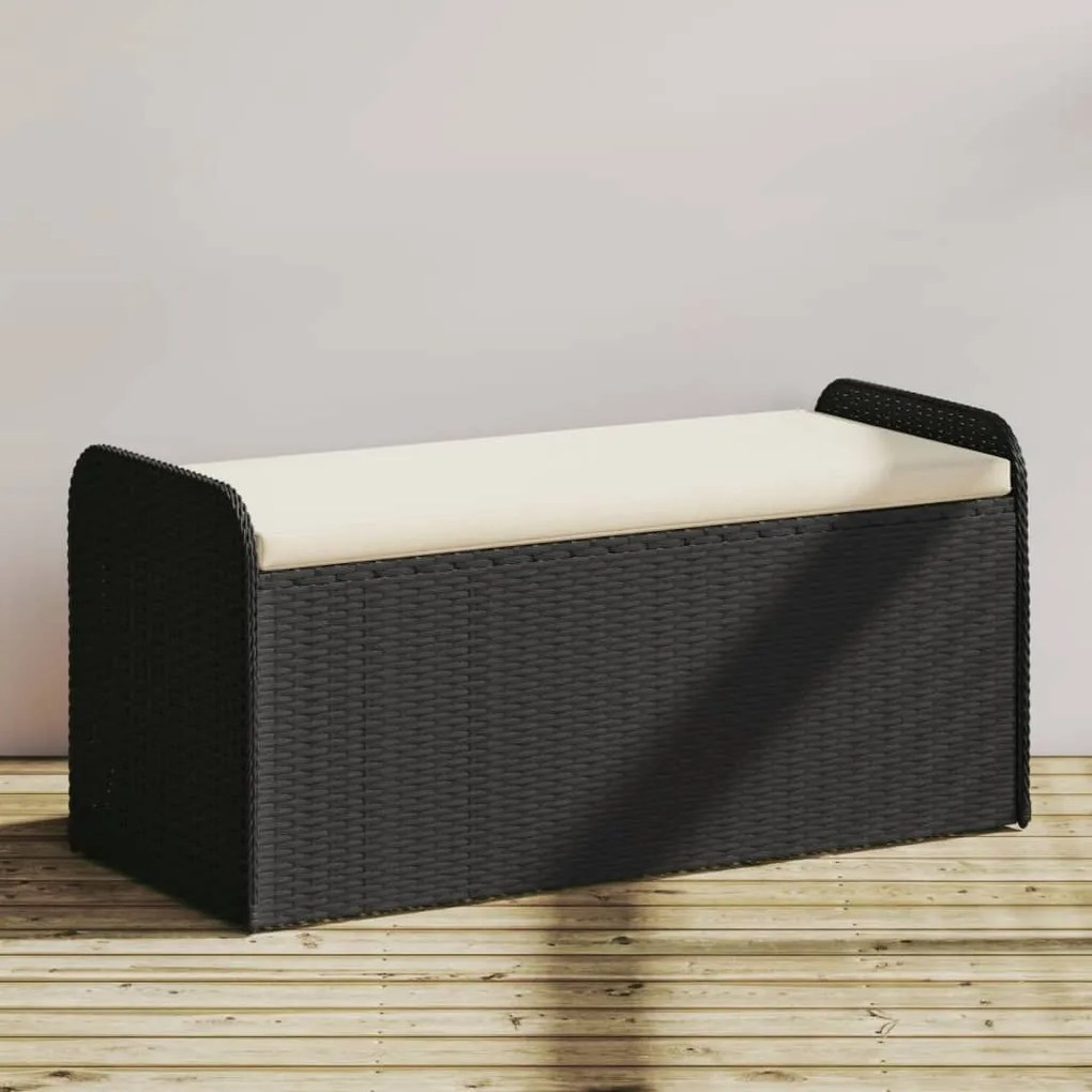 vidaXL Bancă de depozitare cu pernă, negru, 115x51x52 cm, poliratan