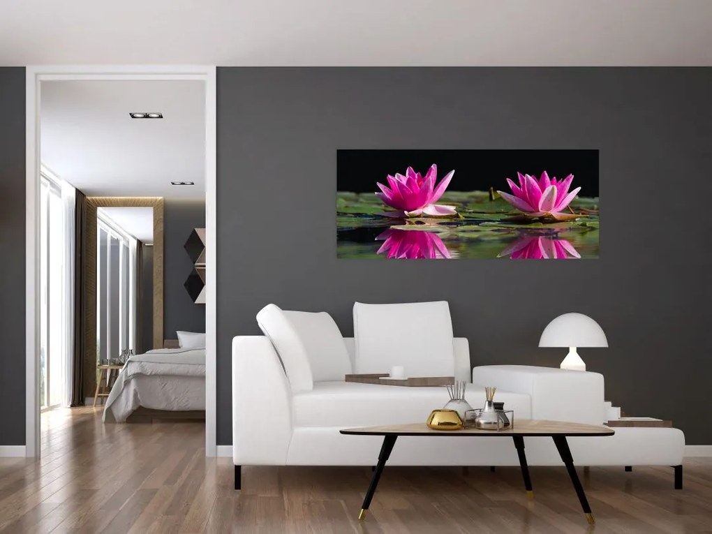 Tablou - Nuferi pe apă (120x50 cm)